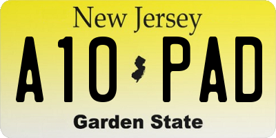 NJ license plate A10PAD