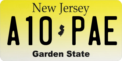 NJ license plate A10PAE
