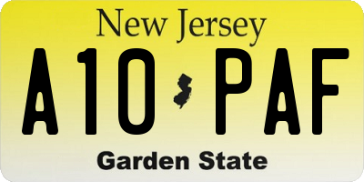 NJ license plate A10PAF