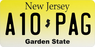 NJ license plate A10PAG