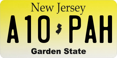NJ license plate A10PAH