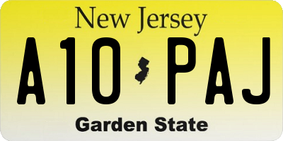 NJ license plate A10PAJ