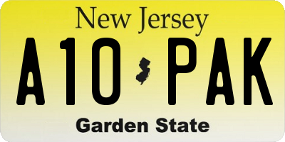 NJ license plate A10PAK