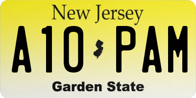 NJ license plate A10PAM
