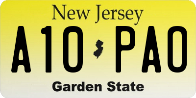 NJ license plate A10PAO