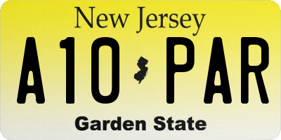 NJ license plate A10PAR