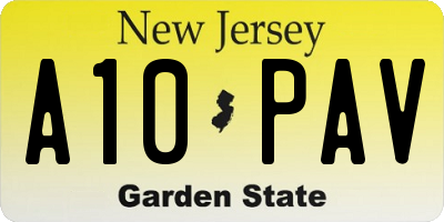 NJ license plate A10PAV