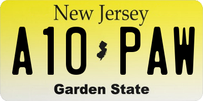 NJ license plate A10PAW