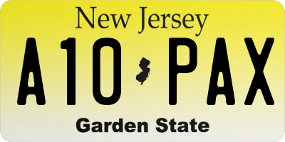 NJ license plate A10PAX