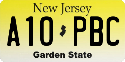 NJ license plate A10PBC