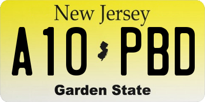 NJ license plate A10PBD