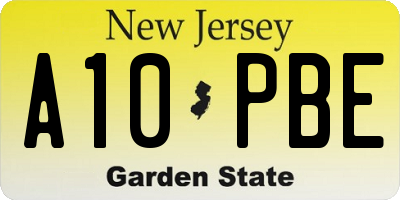 NJ license plate A10PBE
