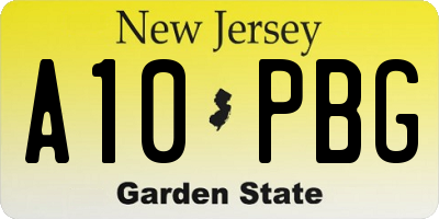 NJ license plate A10PBG