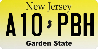 NJ license plate A10PBH