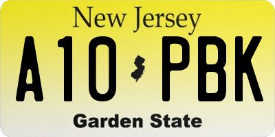 NJ license plate A10PBK