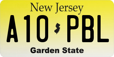 NJ license plate A10PBL