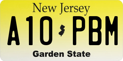 NJ license plate A10PBM