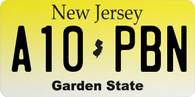 NJ license plate A10PBN