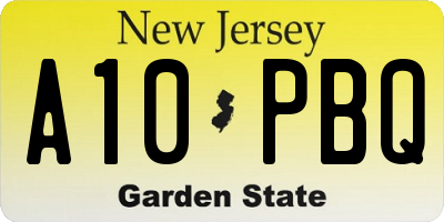 NJ license plate A10PBQ
