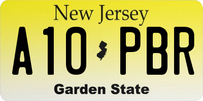 NJ license plate A10PBR
