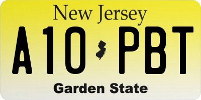 NJ license plate A10PBT