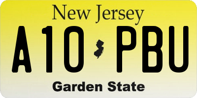 NJ license plate A10PBU