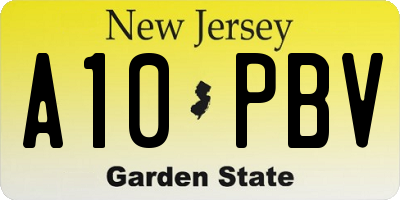 NJ license plate A10PBV