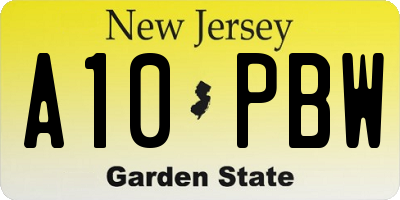 NJ license plate A10PBW