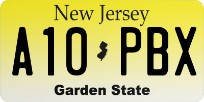 NJ license plate A10PBX