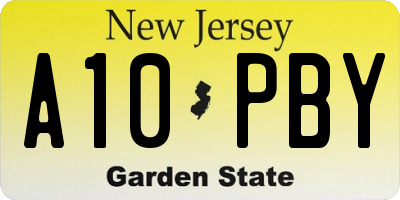 NJ license plate A10PBY