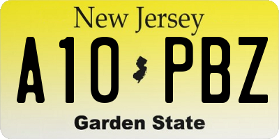NJ license plate A10PBZ