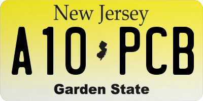 NJ license plate A10PCB