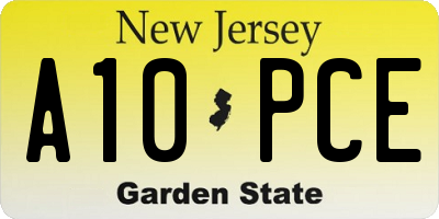 NJ license plate A10PCE