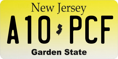 NJ license plate A10PCF