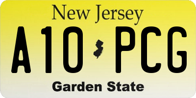 NJ license plate A10PCG