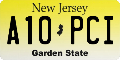 NJ license plate A10PCI