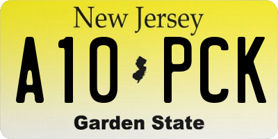 NJ license plate A10PCK