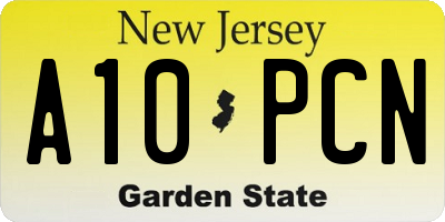 NJ license plate A10PCN