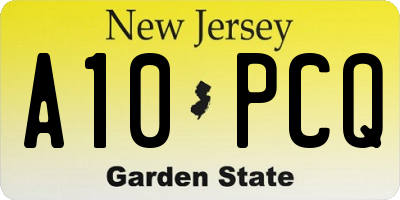 NJ license plate A10PCQ