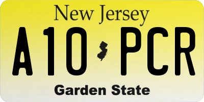 NJ license plate A10PCR