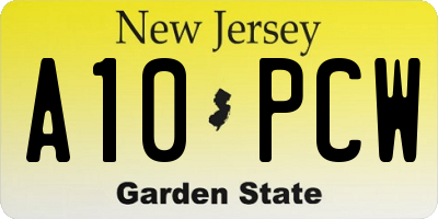 NJ license plate A10PCW