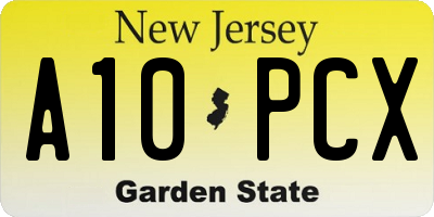 NJ license plate A10PCX