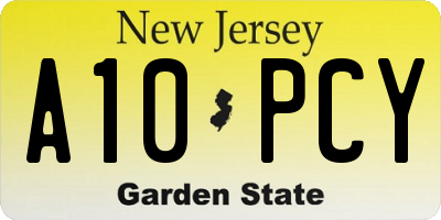 NJ license plate A10PCY