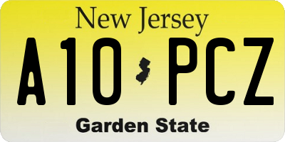 NJ license plate A10PCZ