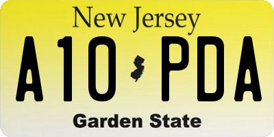 NJ license plate A10PDA