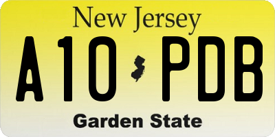 NJ license plate A10PDB