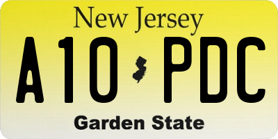 NJ license plate A10PDC