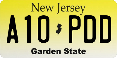 NJ license plate A10PDD