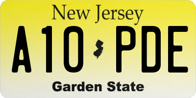 NJ license plate A10PDE
