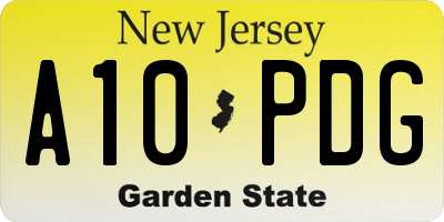 NJ license plate A10PDG